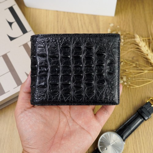 Crocodile black leather - black, wallet