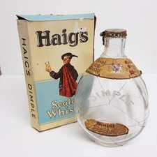 Vintage EMPTY John Haig's Dimple Scotch Whisky Bottle Wired + Original Box & Lid