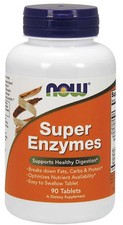 NOW Foods Super Enzymes Supports Healthy Digestion/Gut Health 90 Tablets BBE2028