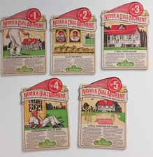 Vintage Beer Mats Whitbread Cricket FULL SET Of 5 Great For Man Cave Pub RETRO