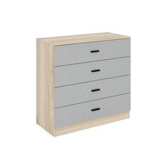 Modern Oak 4 Drawer Chest Wide