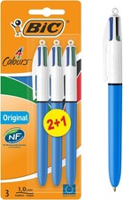 BIC 4 Colours Original Ballpoint Pen Medium 1.0mm Green Blue Red Black – 3 Pack