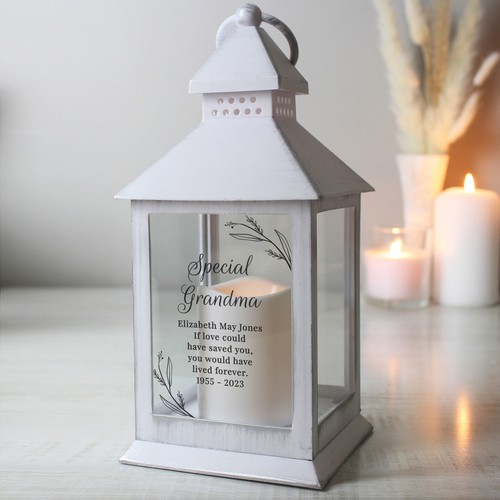 Personalised white led lantern - white,