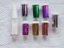 Metallic Foils for Nails ~ Set of 7 x 150cm Sheets ~ PLUS Glue