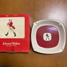 Johnnie Walker Ashtray Square Ceramic Vintage Barware Collectible with Box