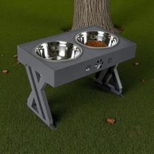 Raised Dog Bowl 2 x 600ml Stainless Steel Bowl Double Elevated Pet Bowls Home