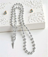 Silver lariat bead necklace - lariat,