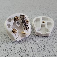 MK Vintage Retro Mid Century 3 Pin Mains Plug 13A White Plug UK 250v