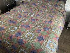 Vintage Handmade Indian Kantha Patchwork Quilt  Throw  Boho Large  King Size