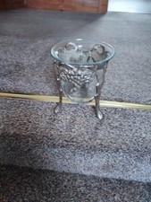 Vintage Silver Tone Metal And Glass  Potpourri Bowl In Perfect Condition 5cm Tal