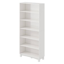 Wide 6 Tier Wooden Bookcase