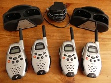 SET OF 4 BINATONE 2 WAY RADIOS WALKIE TALKIES 2 CHARGERS ONE POWER SUPPLY VGC
