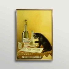 Cat Absinthe Liquor Wall Art poster Choose your Size