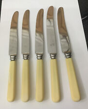 Vtg 5 J Billam Ltd Stainless Steel 23.5cm Celluloid Butter Dinner Knives Cutlery