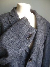 ROCHA LONG WOOL JACKET COAT 2XL XXL 48 50 blue pinstripe relaxed mens smart NWOT
