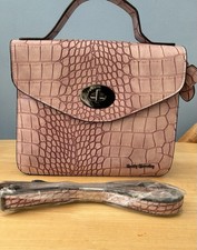 New BETTY BARCLAY light Pink Fake Croc Leather Handbag With Strap And Handle 