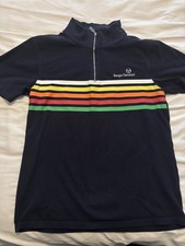 Sergio Tacchini Varena Men's Retro Polo Shirt Navy with Multicoloured Striped