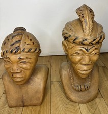 Pair Of Carved African Head