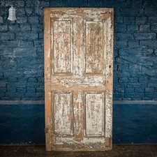 Small Georgian 4 Panel Pine Cottage Door with White Distressed Paint Finish