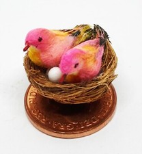 Dolls House Two Birds and a Nest With Eggs  1:12 Scale Pet Miniature 11 tumdee