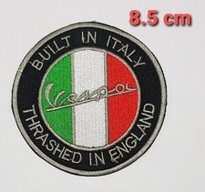 Vespa Built In Italy Embroidered Iron On/Sew On Patch