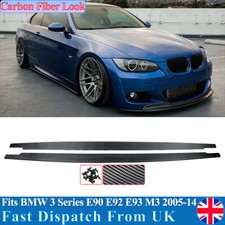 For BMW 3 Series E90 E92 E93 M3 Side Skirts Extension Carbon Fiber Look 2005-14
