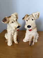 Pair of 8 inch Tall Sylvac 1379 Terrier China Dogs Figurines Vintage