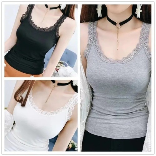 Women lace trim camisole - lace,