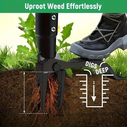 Heavy duty weed puller - heavy, prong