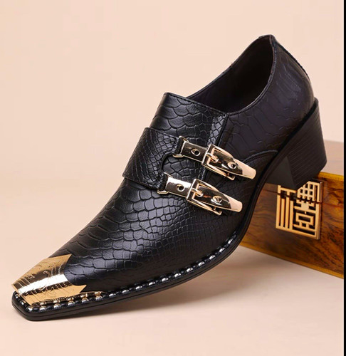 Men black crocodile monk - black,