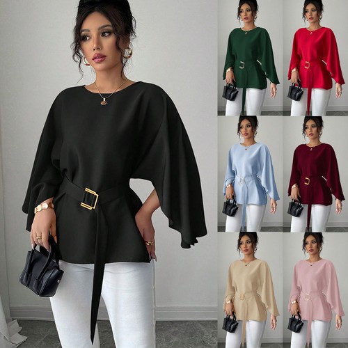 Women belt tops - summer, flare
