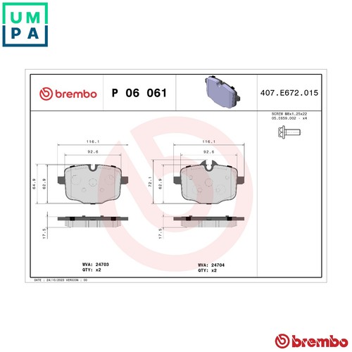 Brake pad set disc - set, p