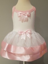 Baby girls spanish style summer tutu dress white pink bow netting 6-12months new