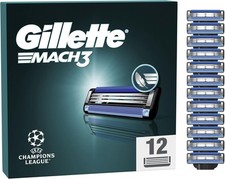 Gillette Mach3 Razor Blades Men, 12 Razor Blade Refill Brand New Sealed