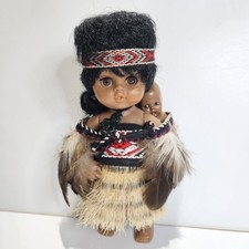 New Zealand Doll Maori Costume With Baby Plastic Ethnic 7 in 