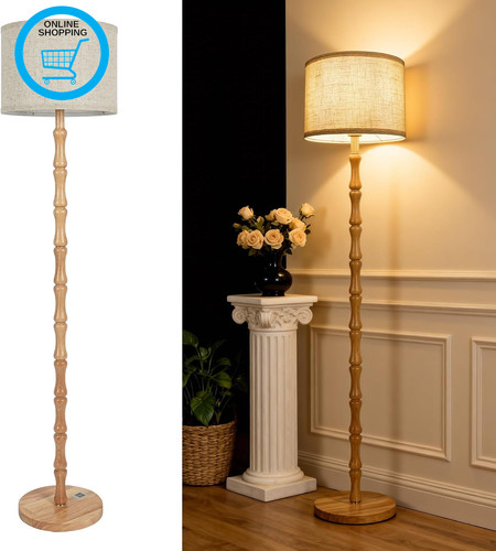 Wood floor lamp boho natural - wood,
