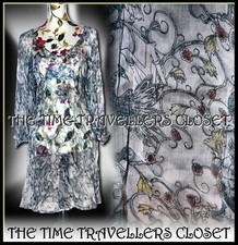 NEW KATE MOSS TOPSHOP GREEN WHITE SHEER PEACOCK SNAKE TATTOO KAFTAN DRESS UK 12 