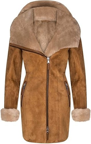 Women shearling coat tan - women's,