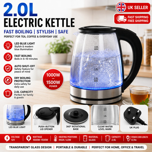 Glass electric kettle - 2l,