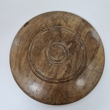 Antique 19thC Turned Wood Sycamore? Circular Bread Board 23cm Diameter