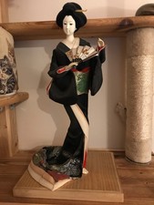 Vintage Japanese Geisha Doll  on Wooden  stand 430mm