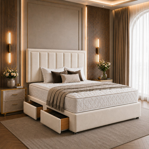 Plush divan bed set - divan, with