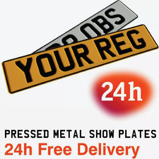 Pair of Pressed Metal Number Plates UK SHOW PLATES Metal Registration Plates
