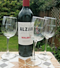 3x J.P Chenet Wonky Stem Handmade Wine Glasses With J.P Chenet Etched Wording