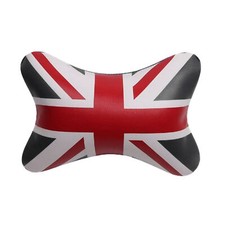 UK Flag Union Jack Leather Car Seat Neck Pillow Foam Headrest Travel Cushion