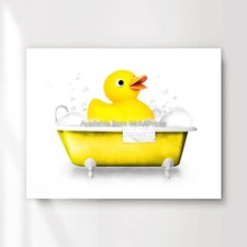 Bathroom Yellow Rubber Duck Art Print Wall Decor Bath Picture Cute Fun Funny XL