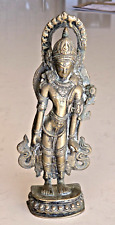 Standing Lord Vishnu God Handmade Brass Idol Statue Figurine (9inch)
