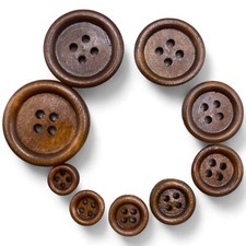Brown Wooden Buttons 9mm to 38mm 4-Holes Coat Baby Cardigans Sewing Knitting Diy