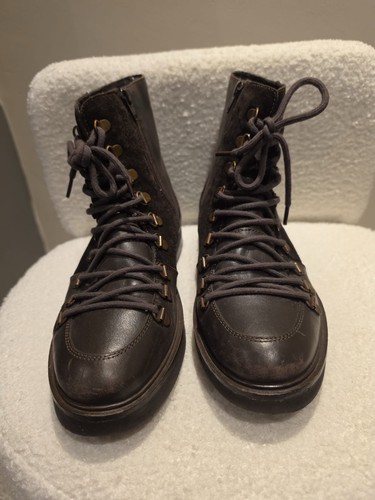 Schuh brown leather boots faux - brown,