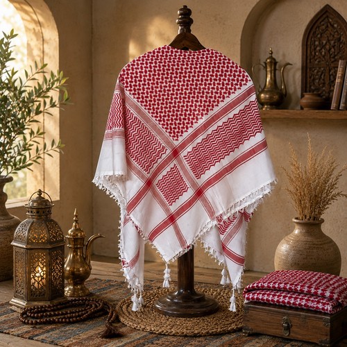 Palestinian keffiyeh scarf - palestinian, red